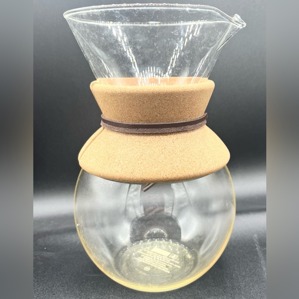 Mubod Coffee Carafe 9"‎ Glass W/Leather Pour Over